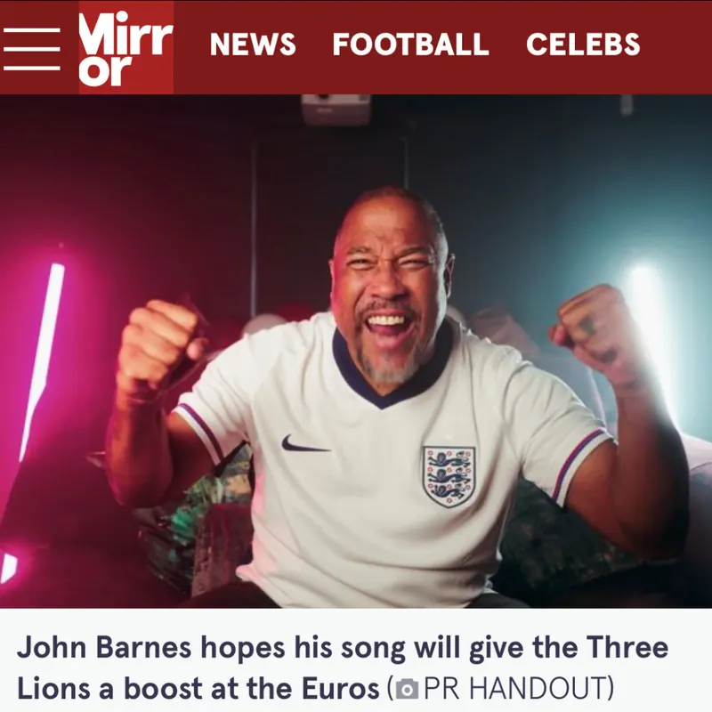 The Mirror: John Barnes hopes his song will give the Three Lions a boost at the Euros.