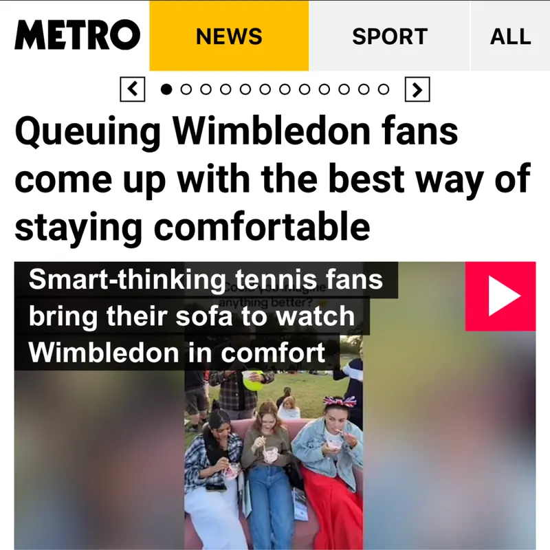 Metro's story: Queuing Wimbledon fans come up with the best way of staying comfortable.