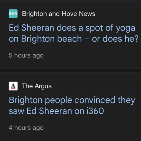 Brighton and Hove News: Ed Sheeran does a spot of yoga on Brighton beach, or does he?