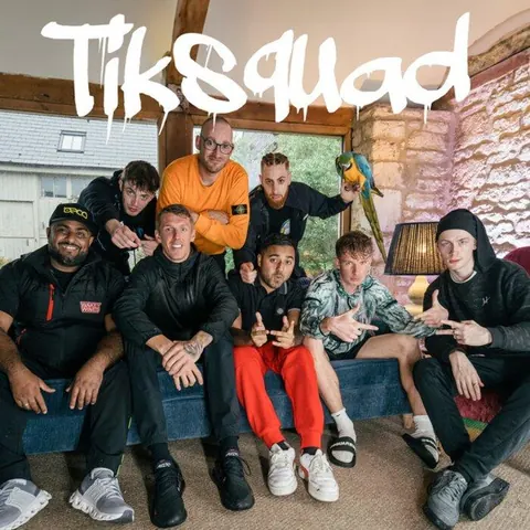 The TikSquad members together on a sofa under the TikSquad logo.